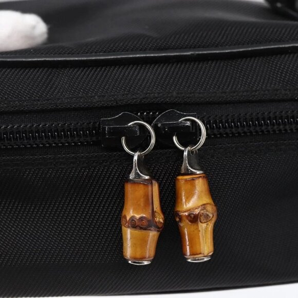 GUCCI Bamboo Vanity Hand Bag Nylon Black Silver Auth - Picture 9 of 16